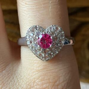 Pink Mystic Topaz Sterling Silver Heart Ring Size 10